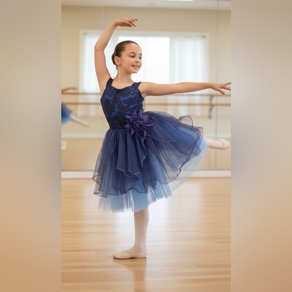 Weissman Dance Ballet Costume Child Small Size 6 Blue And Purple Tulle And Lace